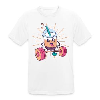 Boba Tee Kraftsport Bubble Tea Fitness kawaii - Männer T-Shirt atmungsaktiv - Weiß - Vorne - AI Model Male 185 dark (185cm)