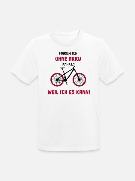 Fahrrad Bike Mountainbike E Bike kein E bike - Männer T-Shirt atmungsaktiv - Weiß