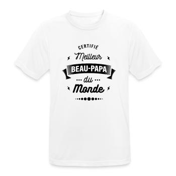 CERTIFIÉ MEILLEUR BEAU PAPA DU MONDE - T-shirt respirant Homme - blanc - Devant - AI Model Male 185 dark (185cm)