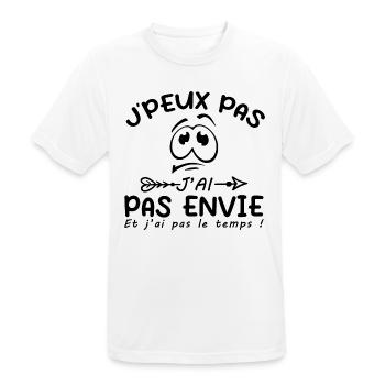 Je Peux Pas J'ai Pas Envie - T-shirt respirant Homme - blanc - Devant - AI Model Male 185 dark (185cm)