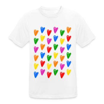 Farbenfrohe Herzen für die Liebe - Männer T-Shirt atmungsaktiv - Weiß - Vorne - AI Model Male 185 dark (185cm)