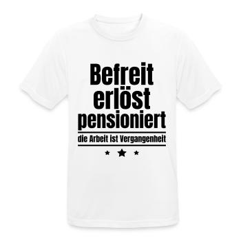 Befreit erlöst pensioniert, Pensionierungsgeschenk - Männer T-Shirt atmungsaktiv - Weiß - Vorne - AI Model Male 185 dark (185cm)