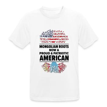 Né en Mongolie, Mongolie, Américain, États-Unis - T-shirt respirant Homme - blanc - Devant - AI Model Male 185 dark (185cm)
