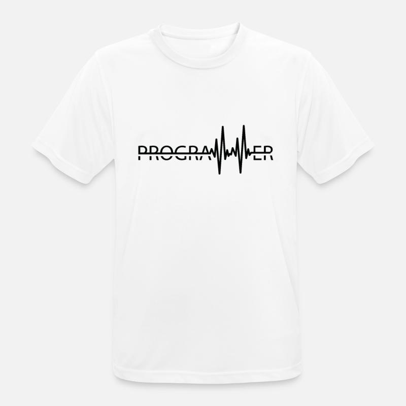 Programmierer Heartbeat Programmierung Coder - Männer T-Shirt atmungsaktiv - Weiß