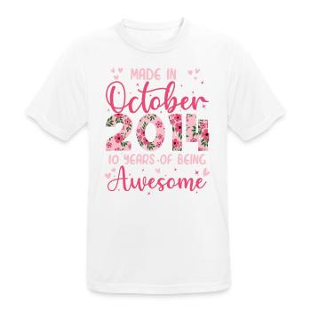 Oktober 2014 10-jähriges Jubiläum für Mädchen - Männer T-Shirt atmungsaktiv - Weiß - Vorne - AI Model Male 185 dark (185cm)