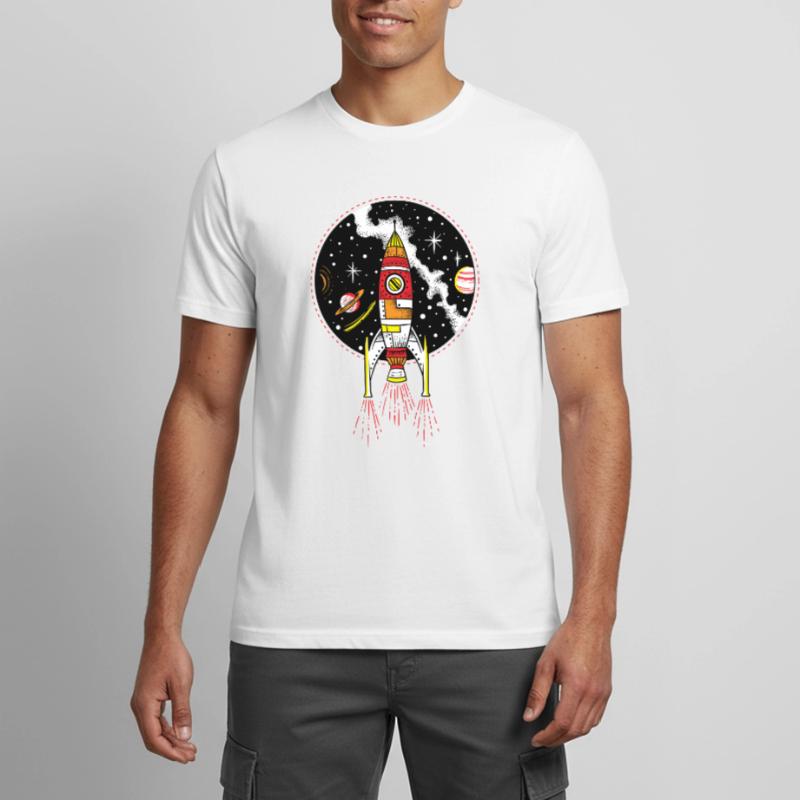 Retro rocket ship launching outer space shuttle Men's Breathable T-Shirt