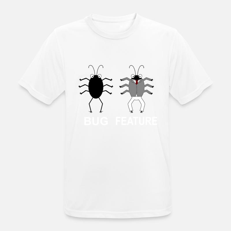 Bug Feature - Informatiker Programmierer - Männer T-Shirt atmungsaktiv - Weiß