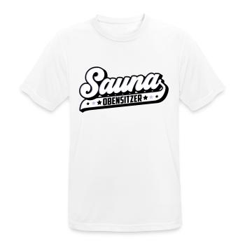 Farben änderbar | Sauna Obensitzer Saunameister - Männer T-Shirt atmungsaktiv - Weiß - Vorne - AI Model Male 185 dark (185cm)