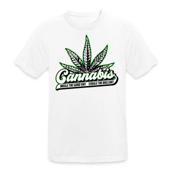 Colors can be changed | Cannanis Inhale Exhale - Men's Breathable T-Shirt - white - Front - AI Model Male 185 dark (185cm)