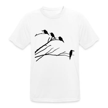 Birds on branch - Men's Breathable T-Shirt - white - Front - AI Model Male 185 dark (185cm)