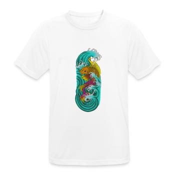 Japanese koi fish yellow purple - Men's Breathable T-Shirt - white - Front - AI Model Male 185 dark (185cm)