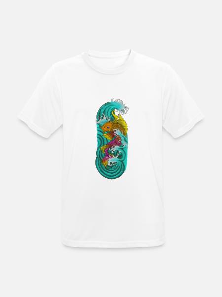 Japanese koi fish yellow purple - Men's Breathable T-Shirt - white