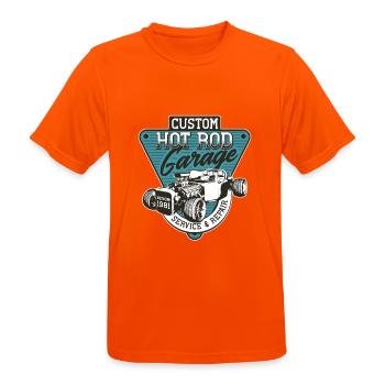 Hot Rod - Voitures de course classiques - sombre - T-shirt respirant Homme - orange néon - Devant - AI Model Male 185 dark (185cm)