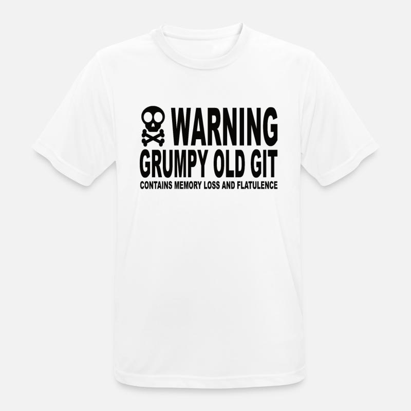 Warning Grumpy Old Git - Männer T-Shirt atmungsaktiv - Weiß