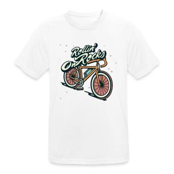 Gravel Bike Gravel Bikes Gravel Rollin On Rocks - Men's Breathable T-Shirt - white - Front - AI Model Male 185 dark (185cm)