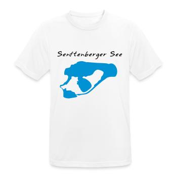 Senftenberger See mit Schriftzug 2 farbig - Männer T-Shirt atmungsaktiv - Weiß - Vorne - AI Model Male 185 dark (185cm)