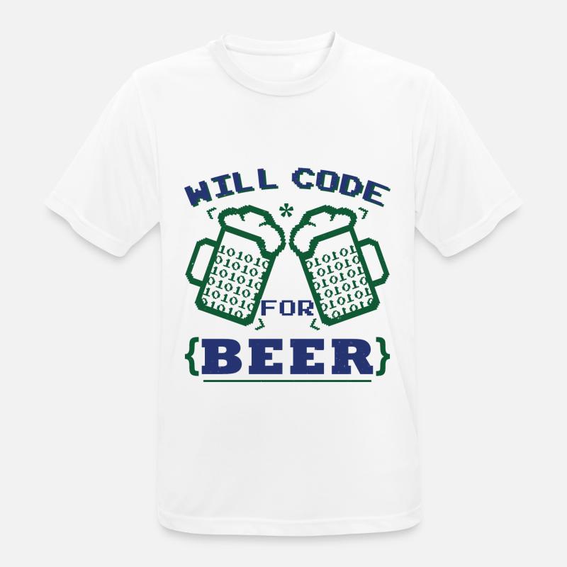 Funny Beer Coding Coder - Men's Breathable T-Shirt - white
