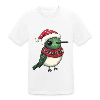 Kolibri Vogel Weihnachten Comic - Männer T-Shirt atmungsaktiv - Weiß - Vorne - AI Model Male 185 dark (185cm)