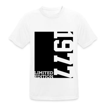 LIMITED EDITION 1977 49TH BIRTHDAY - Men's Breathable T-Shirt - white - Front - AI Model Male 185 dark (185cm)