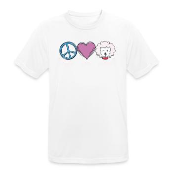 Paix Amour Caniche Amoureux des chiens - T-shirt respirant Homme - blanc - Devant - AI Model Male 185 dark (185cm)