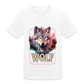 Loup tête de loup Nature nature sauvage aventure forêt Art - T-shirt respirant Homme - blanc - Devant - AI Model Male 185 dark (185cm)
