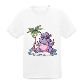 Hippopotamus Summer Beach Vacation - Men's Breathable T-Shirt - white - Front - AI Model Male 185 dark (185cm)