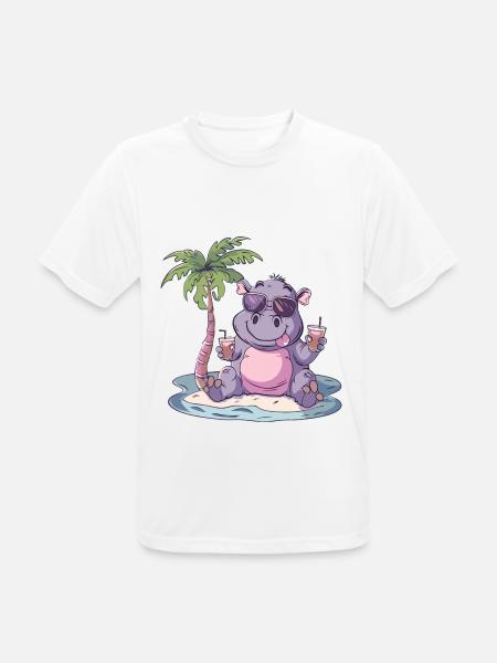 Hippopotamus Summer Beach Vacation - Men's Breathable T-Shirt - white