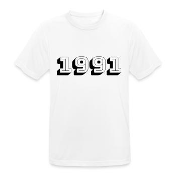 Année de naissance 1991 Cadeau - T-shirt respirant Homme - blanc - Devant - AI Model Male 185 dark (185cm)