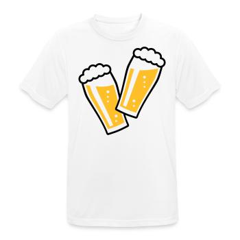 2 Biergläser Stoßen An (Bier / Willibecher / 2C) - Männer T-Shirt atmungsaktiv - Weiß - Vorne - AI Model Male 185 dark (185cm)