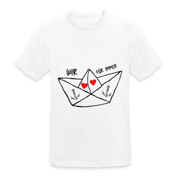 Papierschiff - Schiff - Boot Liebe Anker Wir ... - Männer T-Shirt atmungsaktiv - Weiß - Vorne - AI Model Male 185 dark (185cm)