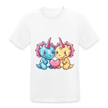 Dinosaurier triceratops Paar Verliebt Valentinstag - Männer T-Shirt atmungsaktiv - Weiß - Vorne - AI Model Male 185 dark (185cm)
