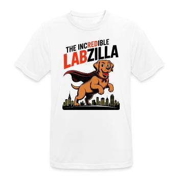 Labzilla – Labrador roux en mode monstre - T-shirt respirant Homme - blanc - Devant - AI Model Male 185 dark (185cm)