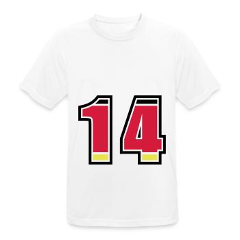 14 Nummer Deutschland Trikot - Männer T-Shirt atmungsaktiv - Weiß - Vorne - AI Model Male 185 dark (185cm)