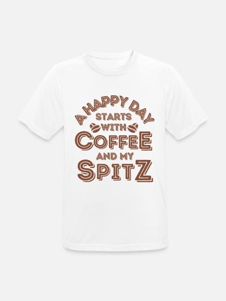 Spitz Kaffee Hund Cafe - Männer T-Shirt atmungsaktiv - Weiß