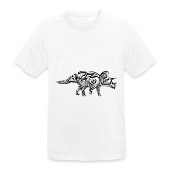 Dinosaur Triceratops Tribal Tattoo - Men's Breathable T-Shirt - white - Front - AI Model Male 185 dark (185cm)