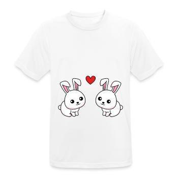 Rabbit Comic Couple Love - Men's Breathable T-Shirt - white - Front - AI Model Male 185 dark (185cm)