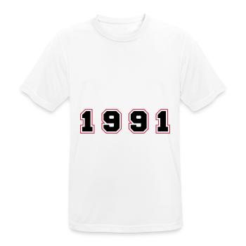 1991 Year Number - Men's Breathable T-Shirt - white - Front - AI Model Male 185 dark (185cm)