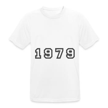 Numéro de l’année 1979 - T-shirt respirant Homme - blanc - Devant - AI Model Male 185 dark (185cm)