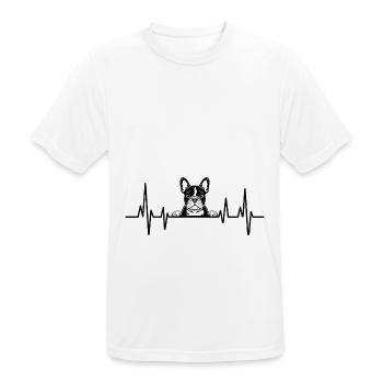 Heartbeat French Bulldog Frenchie Dog Lover Bulldo - Men's Breathable T-Shirt - white - Front - AI Model Male 185 dark (185cm)