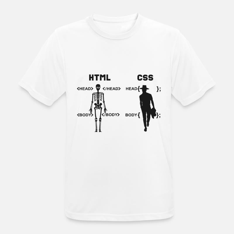 HTML vs CSS Programmiersprache - Männer T-Shirt atmungsaktiv - Weiß