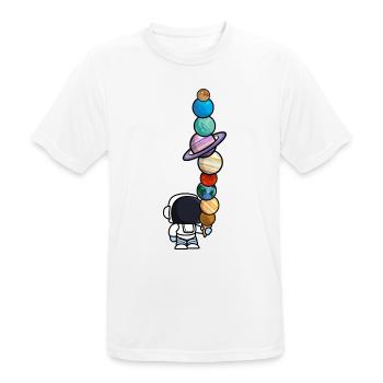 Astronaut Eis Essen Planeten Lustig - Männer T-Shirt atmungsaktiv - Weiß - Vorne - AI Model Male 185 dark (185cm)