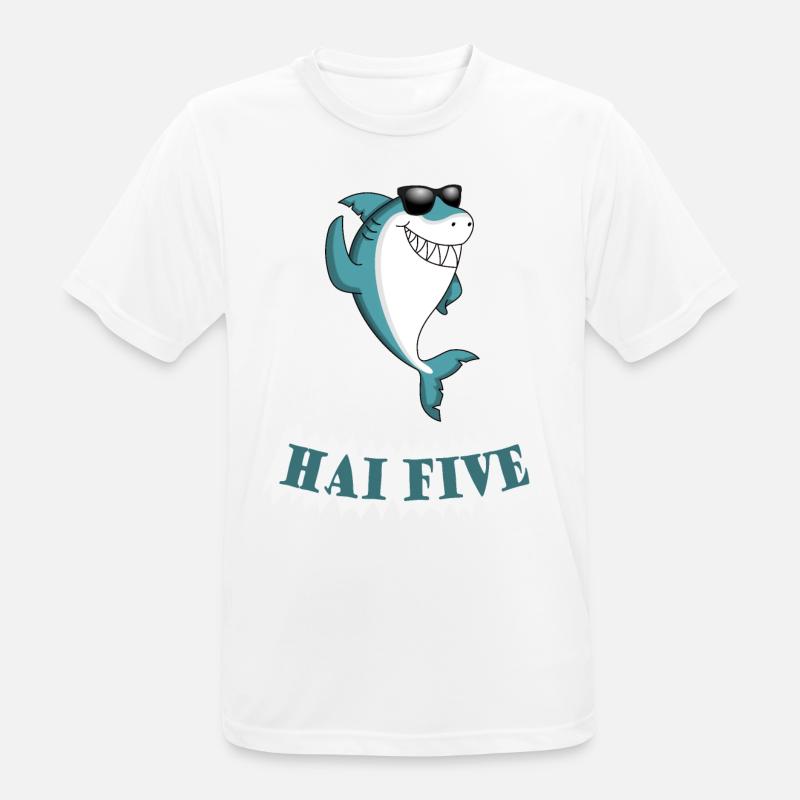 Haifisch High Five oder in dem Fall: HAI FIVE! - Männer T-Shirt atmungsaktiv - Weiß