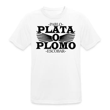 Pablo Escobar-Plata o Plomo - Männer T-Shirt atmungsaktiv - Weiß - Vorne - AI Model Male 185 dark (185cm)