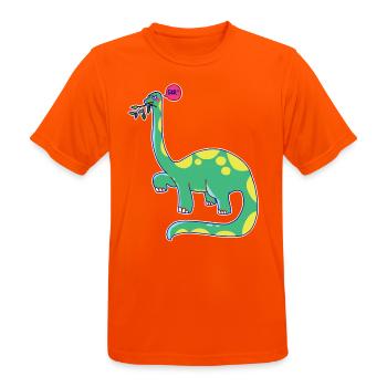 Dinosaurier hat schlechte Laune - Männer T-Shirt atmungsaktiv - Neonorange - Vorne - AI Model Male 185 dark (185cm)