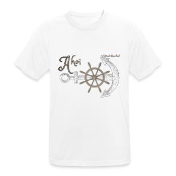 Ahoi mit Anker und Steuerrad - ImNordenVerankert - Männer T-Shirt atmungsaktiv - Weiß - Vorne - AI Model Male 185 dark (185cm)