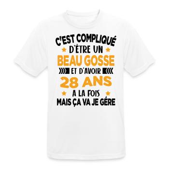 Beau gosse et d'avoir 28 ans Cadeau d'anniversaire - T-shirt respirant Homme - blanc - Devant - AI Model Male 185 dark (185cm)