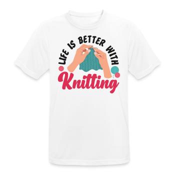 Knitting Knitter Life Is Better - Männer T-Shirt atmungsaktiv - Weiß - Vorne - AI Model Male 185 dark (185cm)