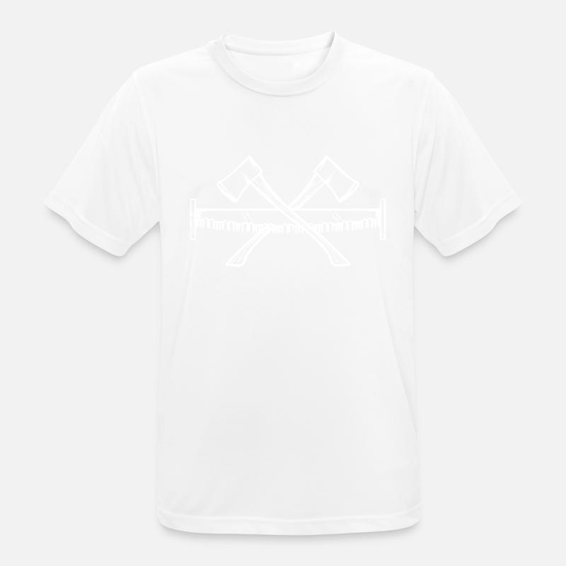 Mit Axt und Säge einen Baum fällen - Männer T-Shirt atmungsaktiv - Weiß