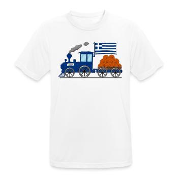 Greece Flag Basketball Railway - Men's Breathable T-Shirt - white - Front - AI Model Male 185 dark (185cm)