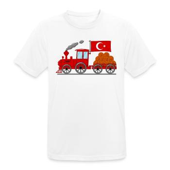 Chemin de fer de basket-ball de drapeau de Turquie - T-shirt respirant Homme - blanc - Devant - AI Model Male 185 dark (185cm)